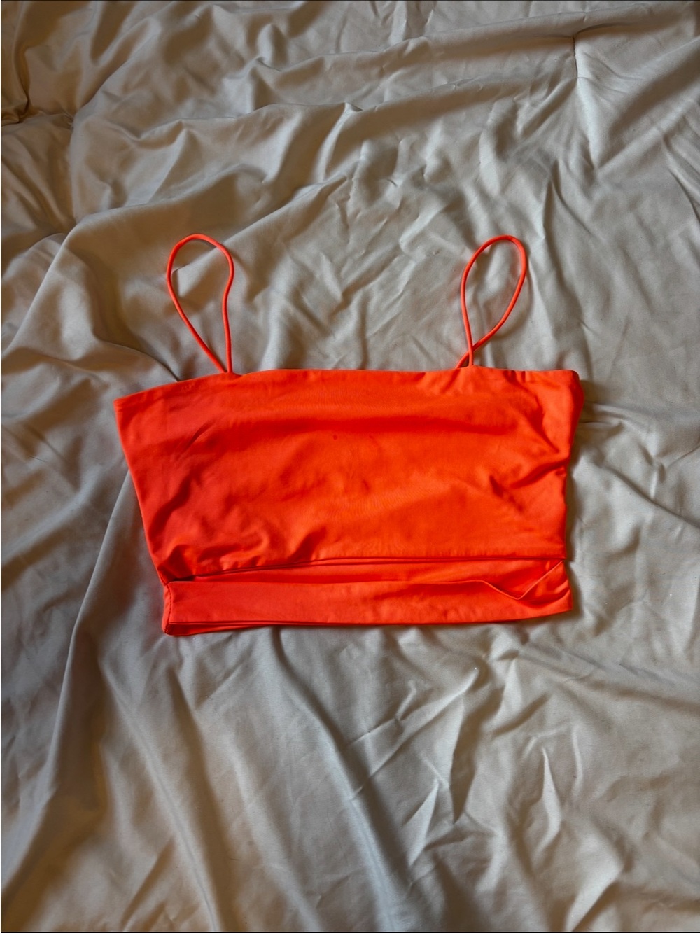 Neon Orange Stretch Crop Tank size small